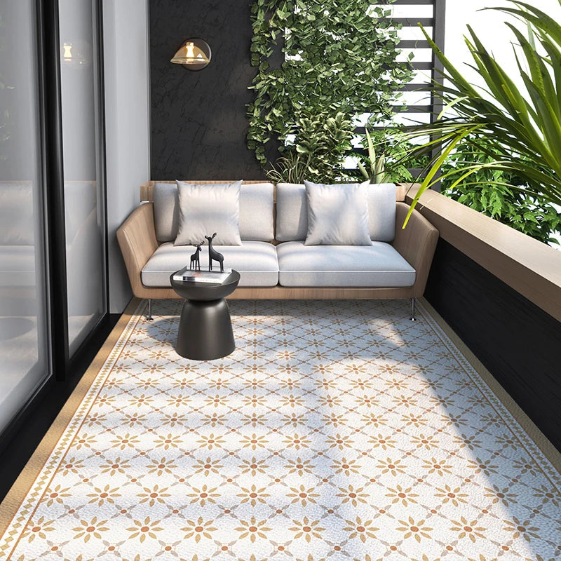 Tapis de sol en PVC aspect cuir antidérapant pour cuisine, balcon ou salon, motif géométrique, design moderne | Sansoti
