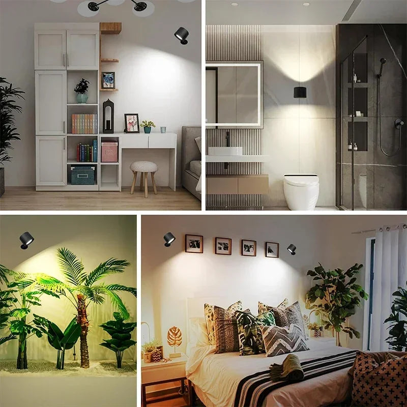 Draadloze Wandlamp Oplaadbaar met Touch Bediening 360° Draaibaar Magnetisch Leeslamp Nachtlampje Slaapkamer | Sansoti
