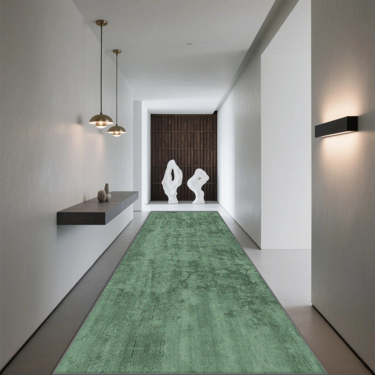 Tapis de couloir gris antidérapant en polyester, motif géométrique moderne, pour hall d’entrée, escalier et salon | Sansoti