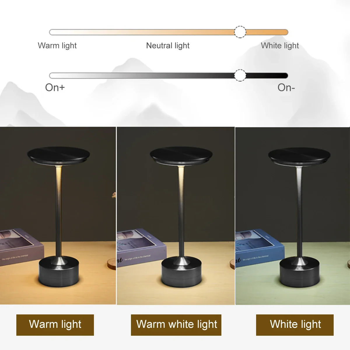 Draagbare Tafellamp Oplaadbaar met Touch Bediening en Drie Lichtstanden Metaal | Sansoti