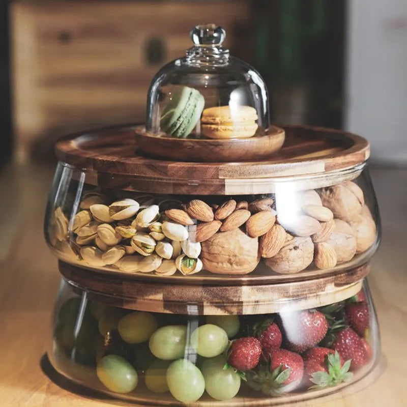 Glazen Voorraadpot met Houten Deksel voor Keuken & Voorraad | Sansoti