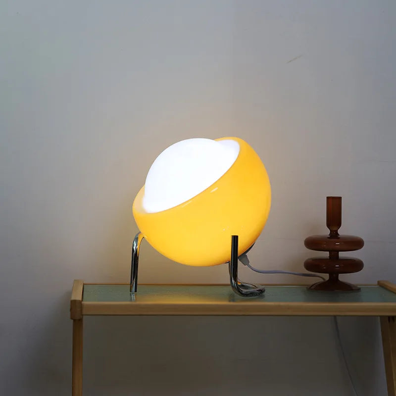 Glaskugel-Tischlampe LED Orange Retro Schlafzimmer Wohnzimmer Nachttischlampe Schreibtischlampe Bauhaus Nordic Stimmungslicht Dekorativ | Restfield