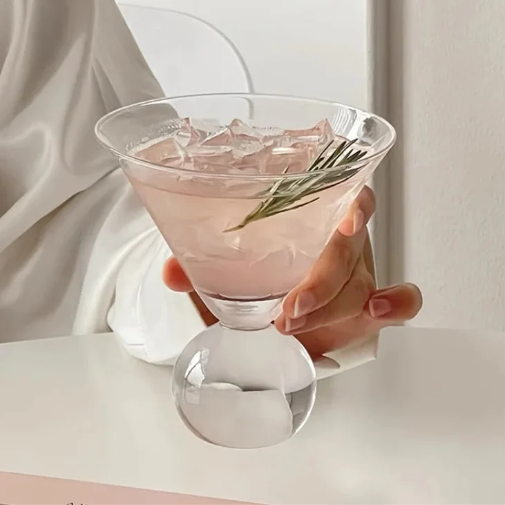 Kristallen Wereldbol Martiniglas – Elegante Cocktailglas met Globe Vorm voor Martini – Handslijpbare Glasstructuur | Sansoti