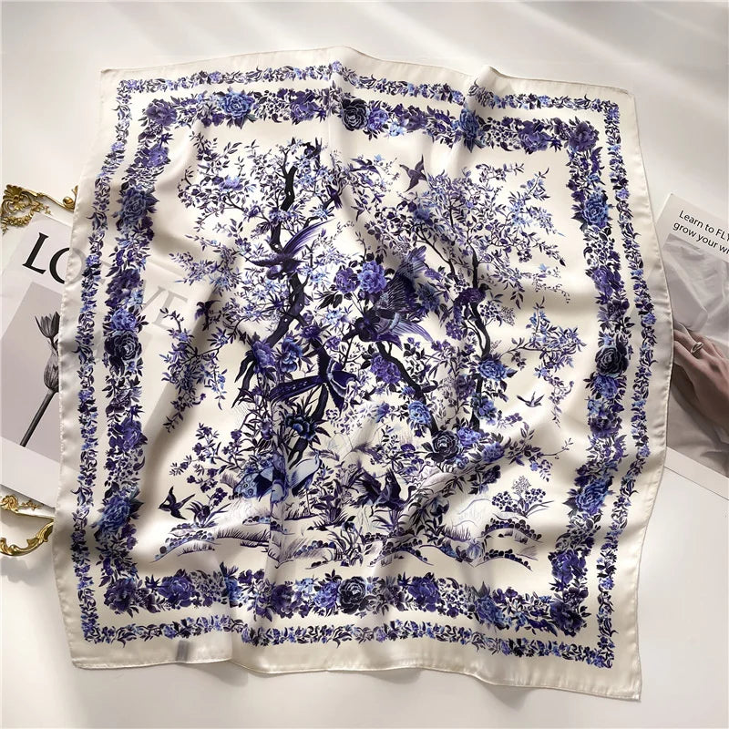 Quadratisches Halstuch 70x70 cm aus Polyester, multifunktionales Haarband und Halstuch für den Hals, Damen, vier Jahreszeiten, dekorativ | Sansoti