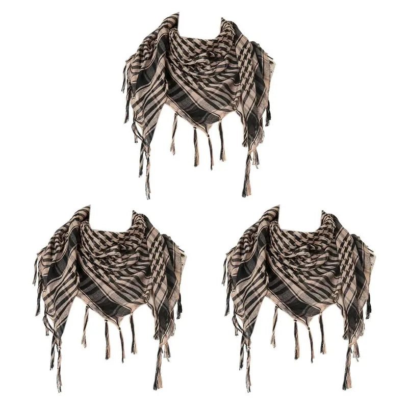 Bufanda de punto tradicional 100x100 cm con flecos para hombre y mujer, cálida y cómoda, de tejido suave para el invierno | Sansoti