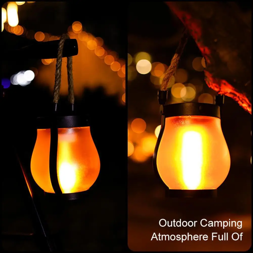 Solar Garden Lantern LED with Flame Effect Ambient Lighting Water-Resistant Garden Lamp for Patio Balcony & Garden | Sansoti