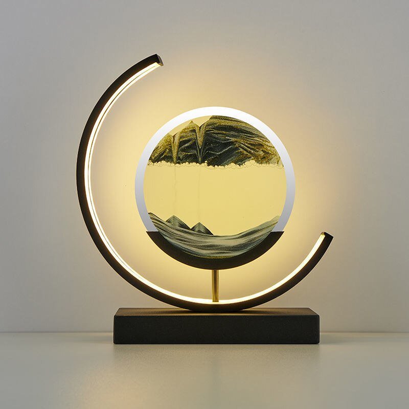 Lampe de table LED acrylique pivotante paysage de sable noir salon chambre lampe d'ambiance lampe de chevet lampe décorative | Restfield