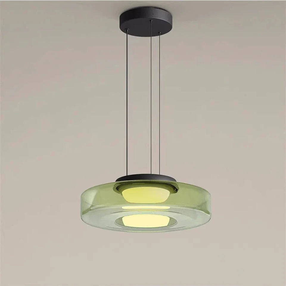 Glazen Hanglamp Gelaagd Scandinavisch Design Transparant Rookgrijs Amber Groen Verstelbaar Eettafel Woonkamer | Sansoti