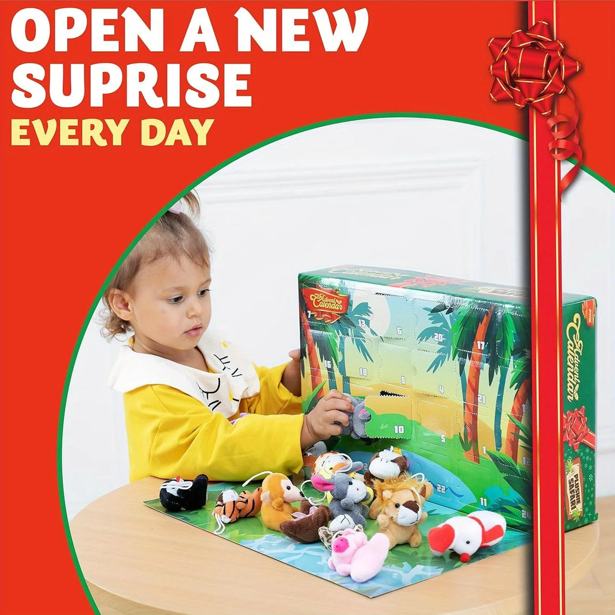 Adventskalender mit 24 Mini-Kuscheltieren Weihnachten Countdown Interaktives Spielzeug Weihnachtsüberraschung Kinder | Sansoti