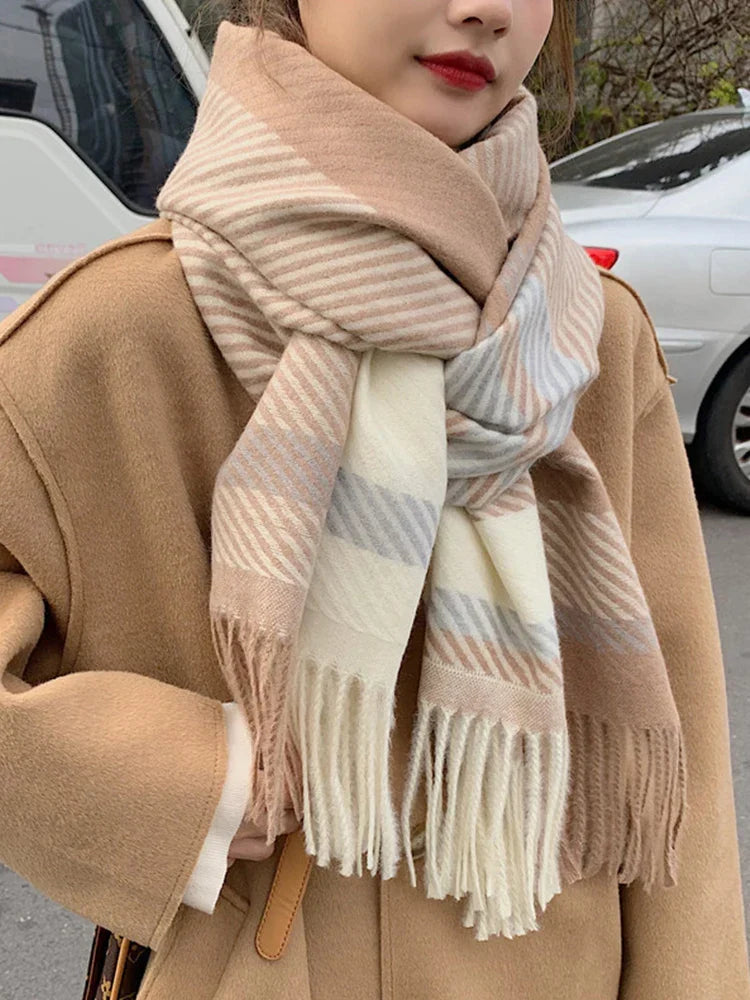 Accessoire d’hiver à carreaux, châle enveloppant, écharpe pashmina pour femme et homme, rectangulaire, chaud, automne hiver, unisexe, élégant | Sansoti