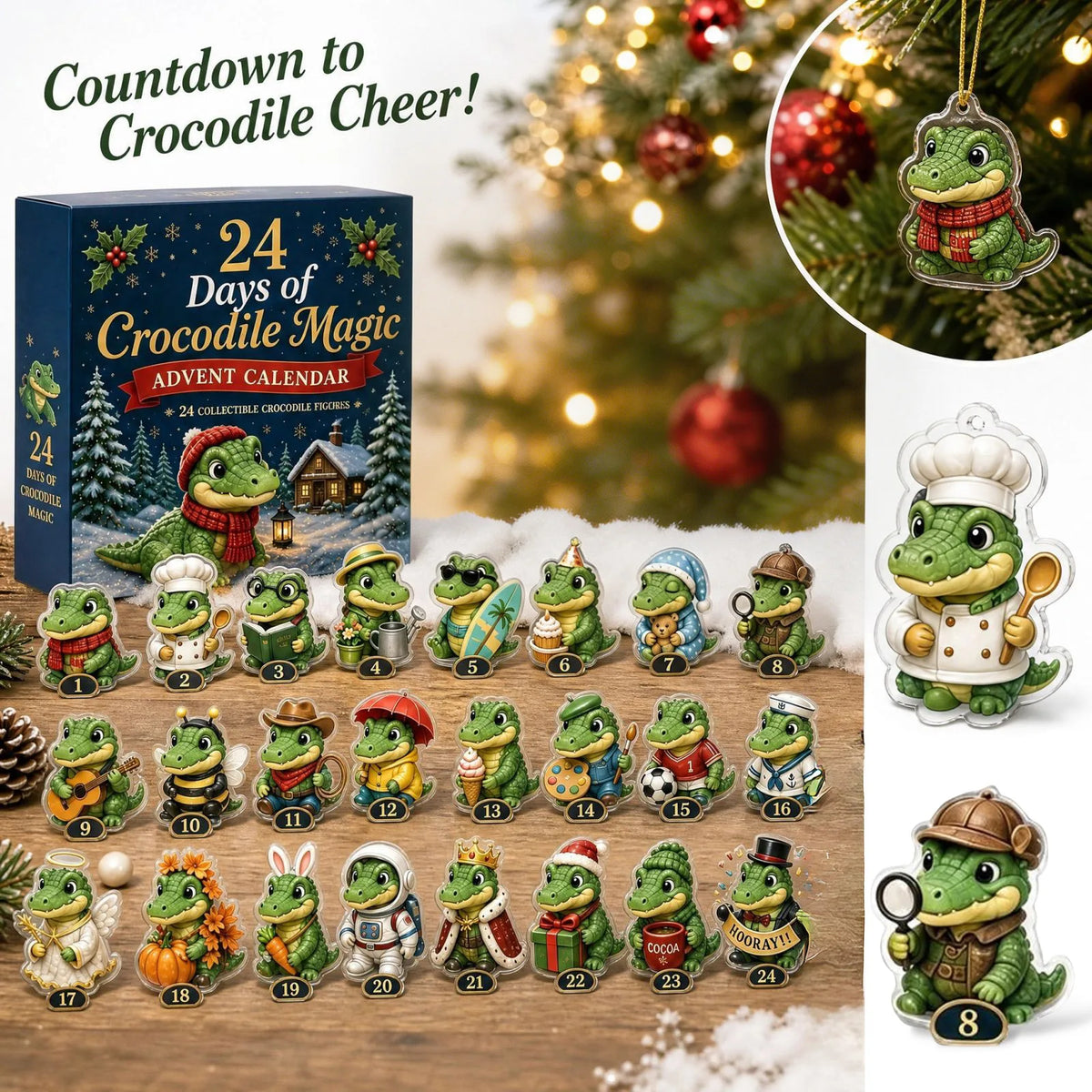 Adventskalender Kerstcountdown 24 Dagen met Hangende Acryl Figuurtjes Kerstversiering Decoratie Aftelkalender | Sansoti