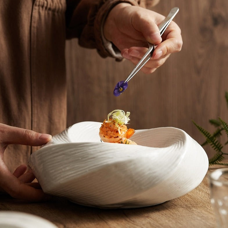 Keramische Kom met Spiraalpatroon – Handgemaakt Servies voor Salades en Pasta | Sansoti