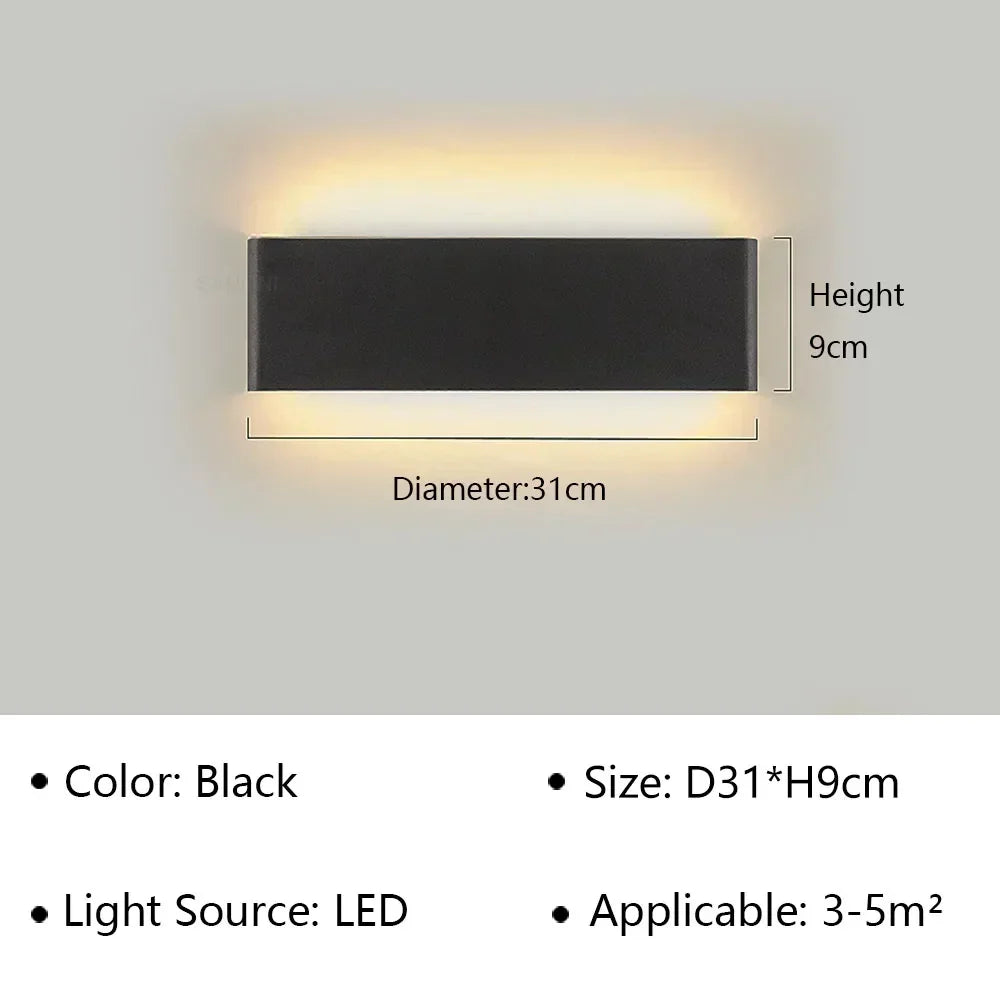 LED Wandlamp Modern Aluminium Acryl 30cm Warm Wit Zwart Goud Slaapkamer Hal Badkamer Minimalistisch Design | Sansoti