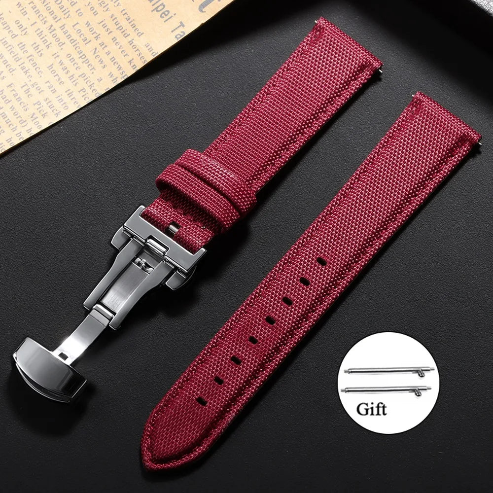 Nylon-Uhrenarmband aus Segeltuch Wasserabweisend Schnellverschluss Universelles Sportuhrenarmband 20 mm 22 mm | Sansoti