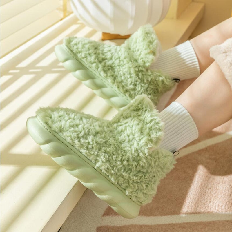 Pantoufles douces pour femmes avec mousse à mémoire de forme, antidérapantes, chaussures d'intérieur d'hiver à doublure en peluche, confortables | Sansoti