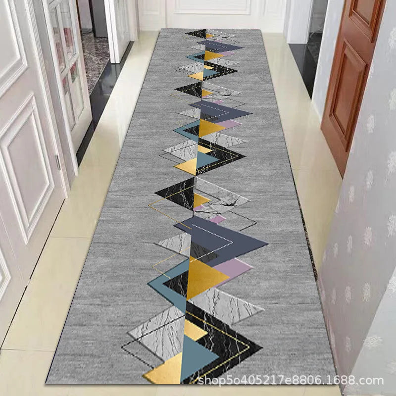 Tapis de couloir à motif géométrique marocain – Tapis de passage lavable antidérapant pour entrée, couloir et salon | Sansoti