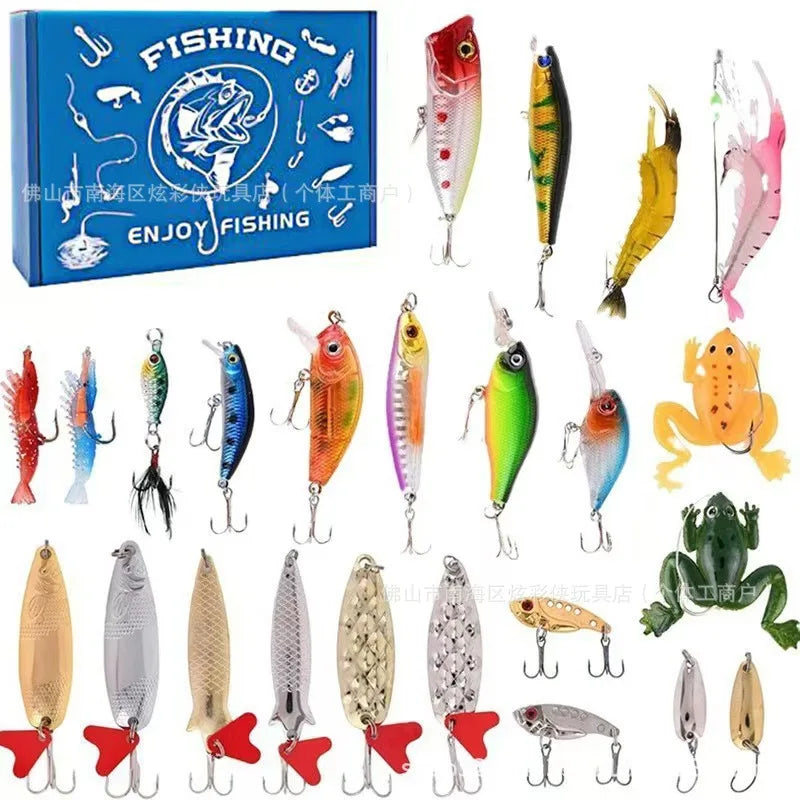 Fishing Gear Advent Calendar 24 Days Lure Collection Fishing Countdown Gift Freshwater Saltwater | Sansoti