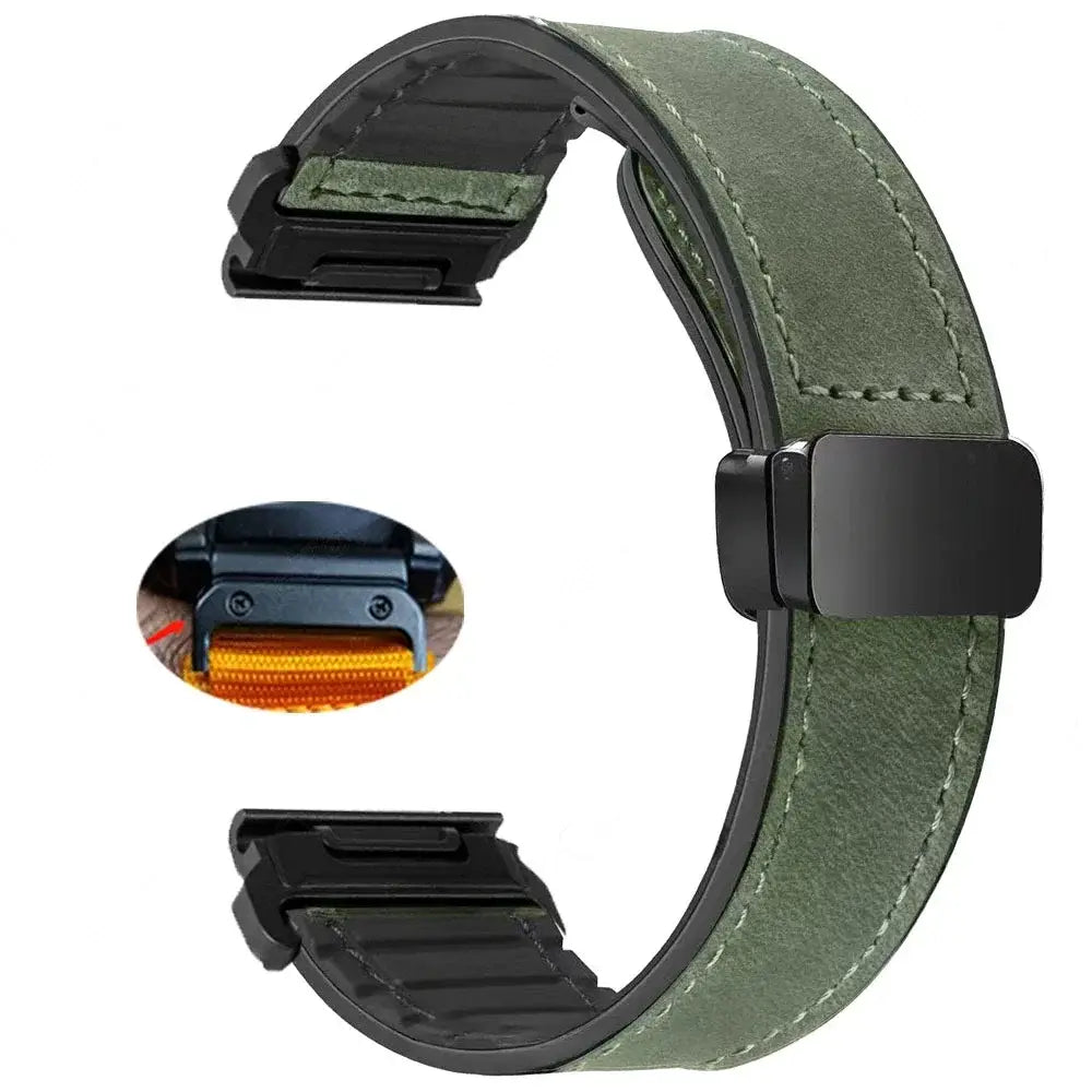 Lederarmband für Smartwatches mit magnetischem Verschluss, Schnellwechselsystem, 20 mm, 22 mm, 26 mm, universell | Sansoti