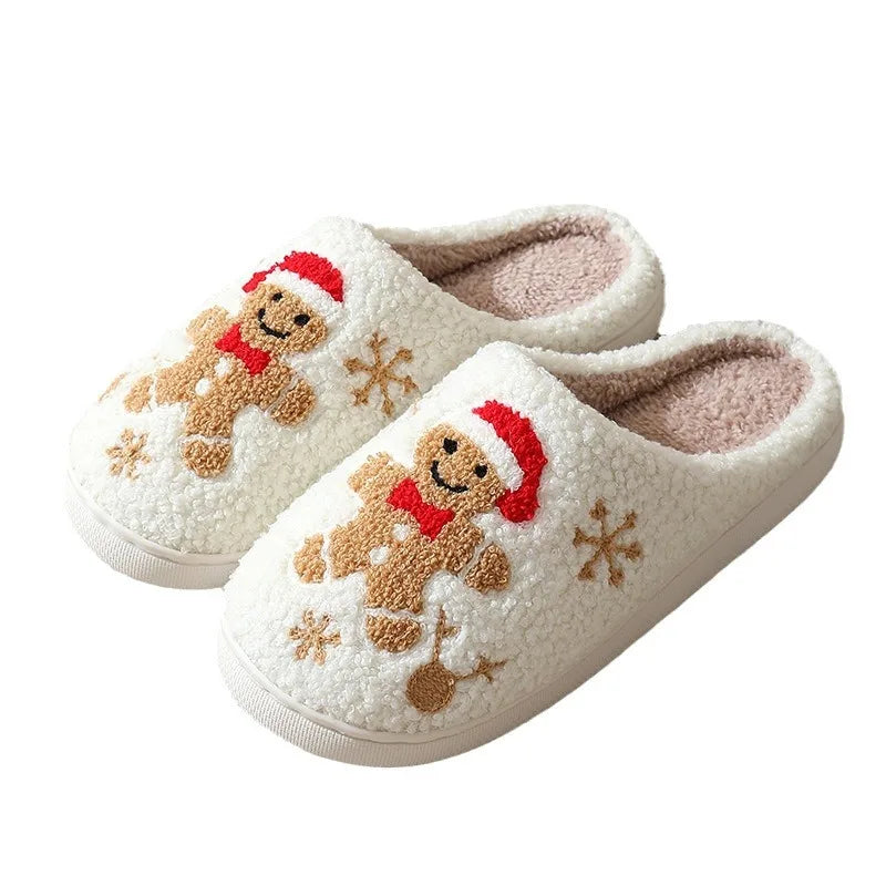 Festive house slippers with a Christmas design, winter warmth, non-slip indoor shoes, comfortable for women and men | Sansoti