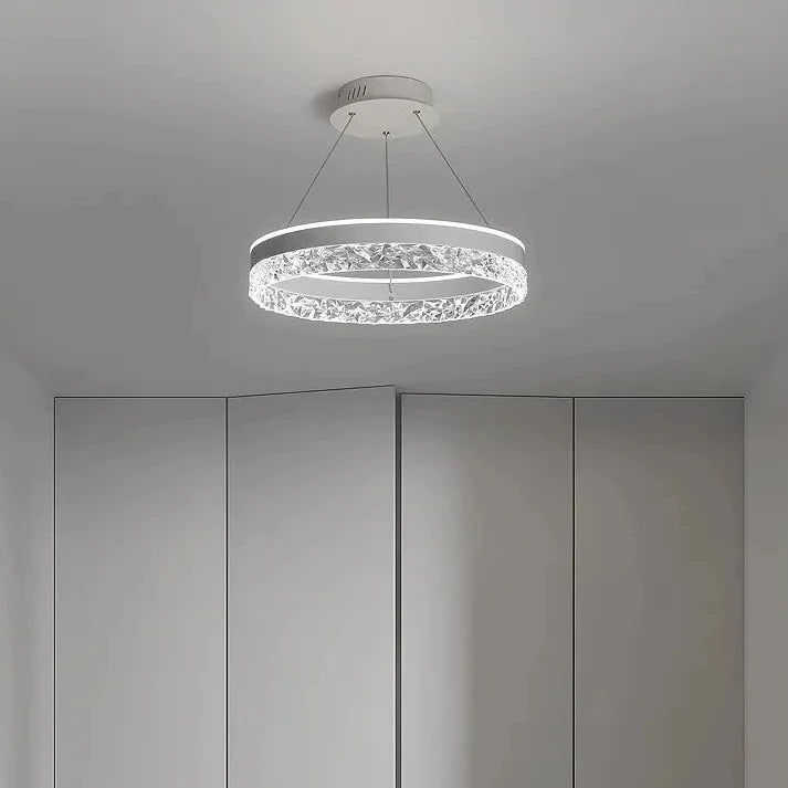 Lustre LED rond avec incrustations en cristal, à intensité variable et réglable, design moderne, éclairage de plafond pour salon | Sansoti