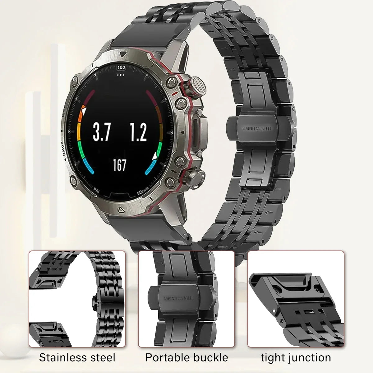 Bracelet de montre en acier inoxydable à maillons, métal, 20 mm 22 mm 26 mm, pour smartwatch, accessoire universel de remplacement | Sansoti