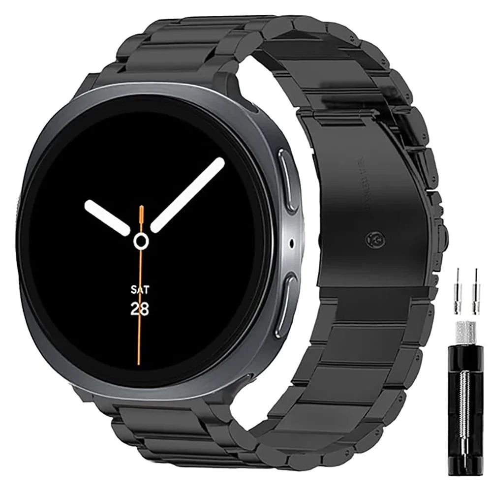 Metalowa bransoleta na smartwatch, ogniwa ze stali nierdzewnej, 40 mm, 44 mm, 46 mm, srebrna, złota, czarna, różowa, pasek na nadgarstek do zegarka | Sansoti