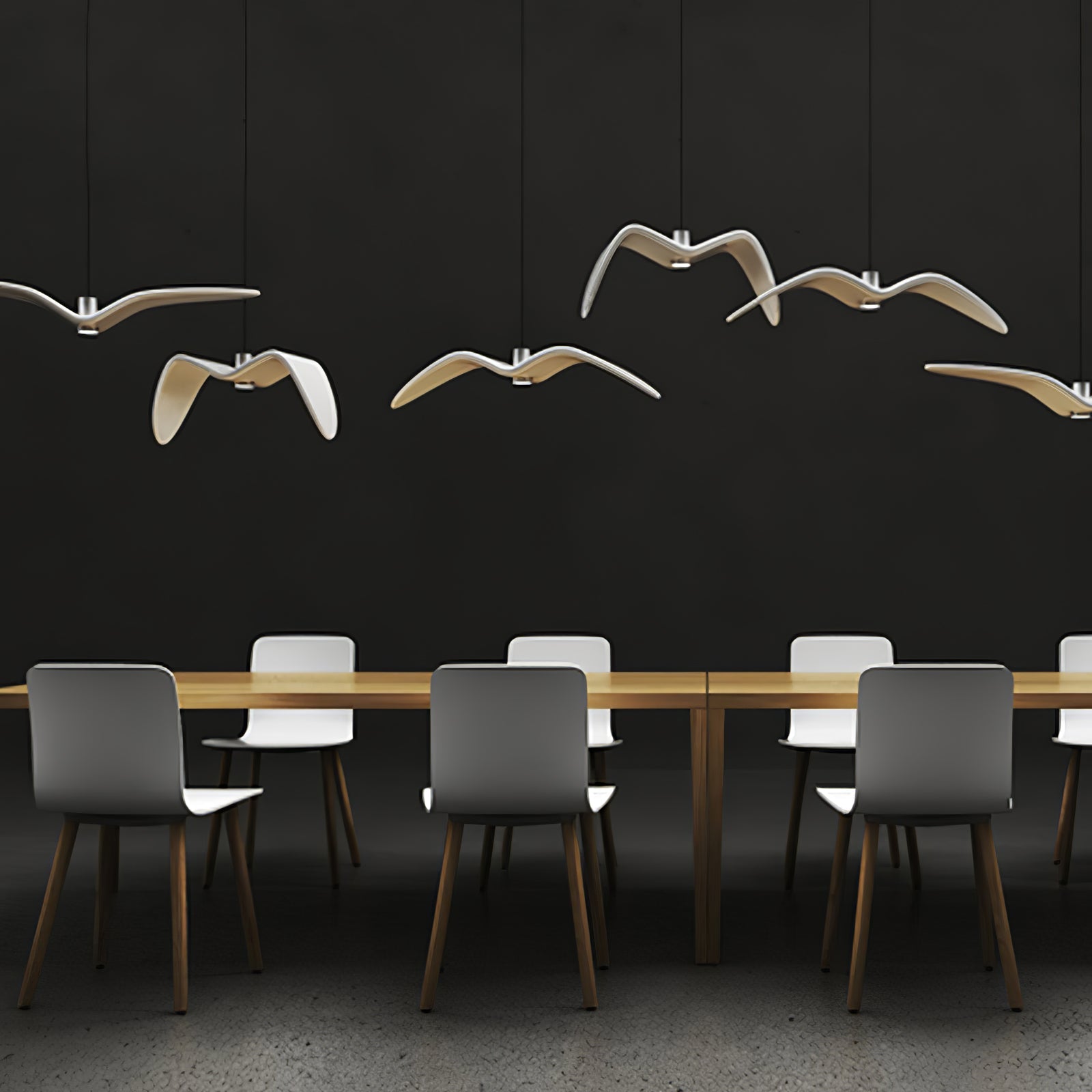 Suspension LED Design Oiseau Résine Aluminium Blanc Noir 3000K 4000K 6000K Salon Suspension Minimaliste Organique Plafonnier | Restfield