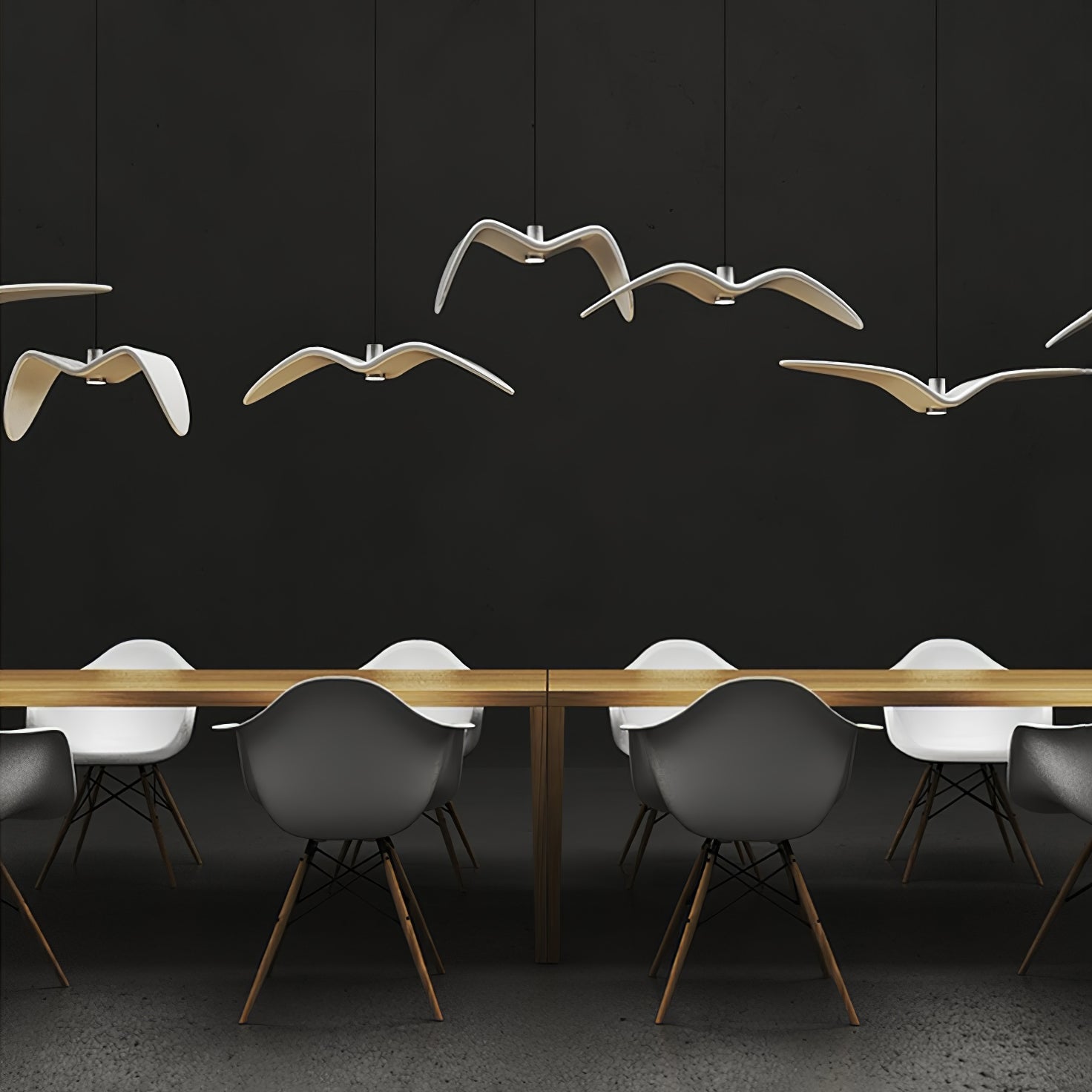 Suspension LED Design Oiseau Résine Aluminium Blanc Noir 3000K 4000K 6000K Salon Suspension Minimaliste Organique Plafonnier | Restfield