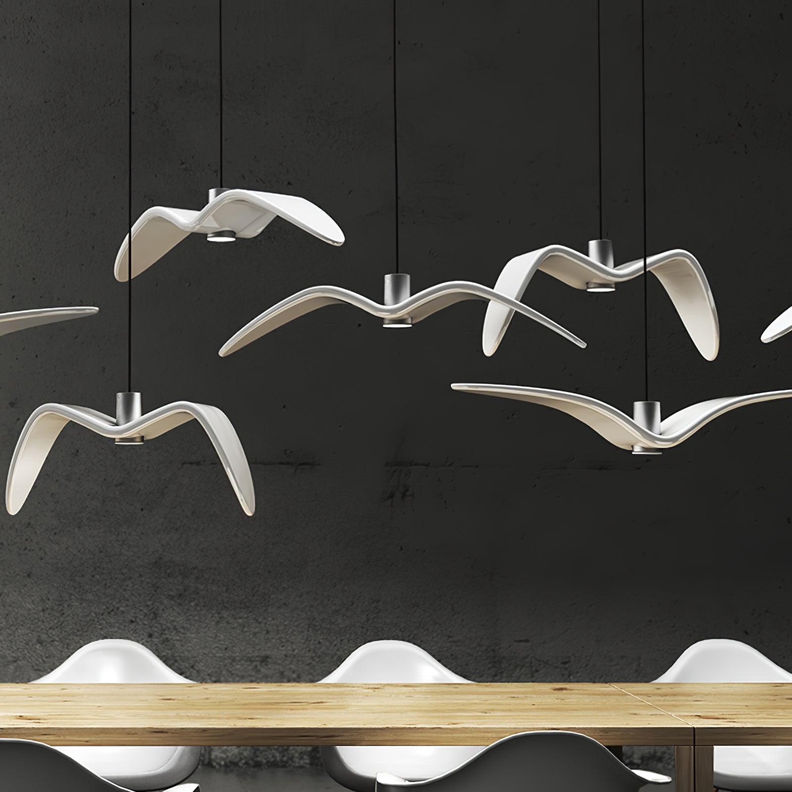 Suspension LED Design Oiseau Résine Aluminium Blanc Noir 3000K 4000K 6000K Salon Suspension Minimaliste Organique Plafonnier | Restfield
