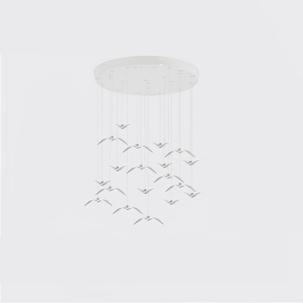 Suspension LED Design Oiseau Résine Aluminium Blanc Noir 3000K 4000K 6000K Salon Suspension Minimaliste Organique Plafonnier | Restfield