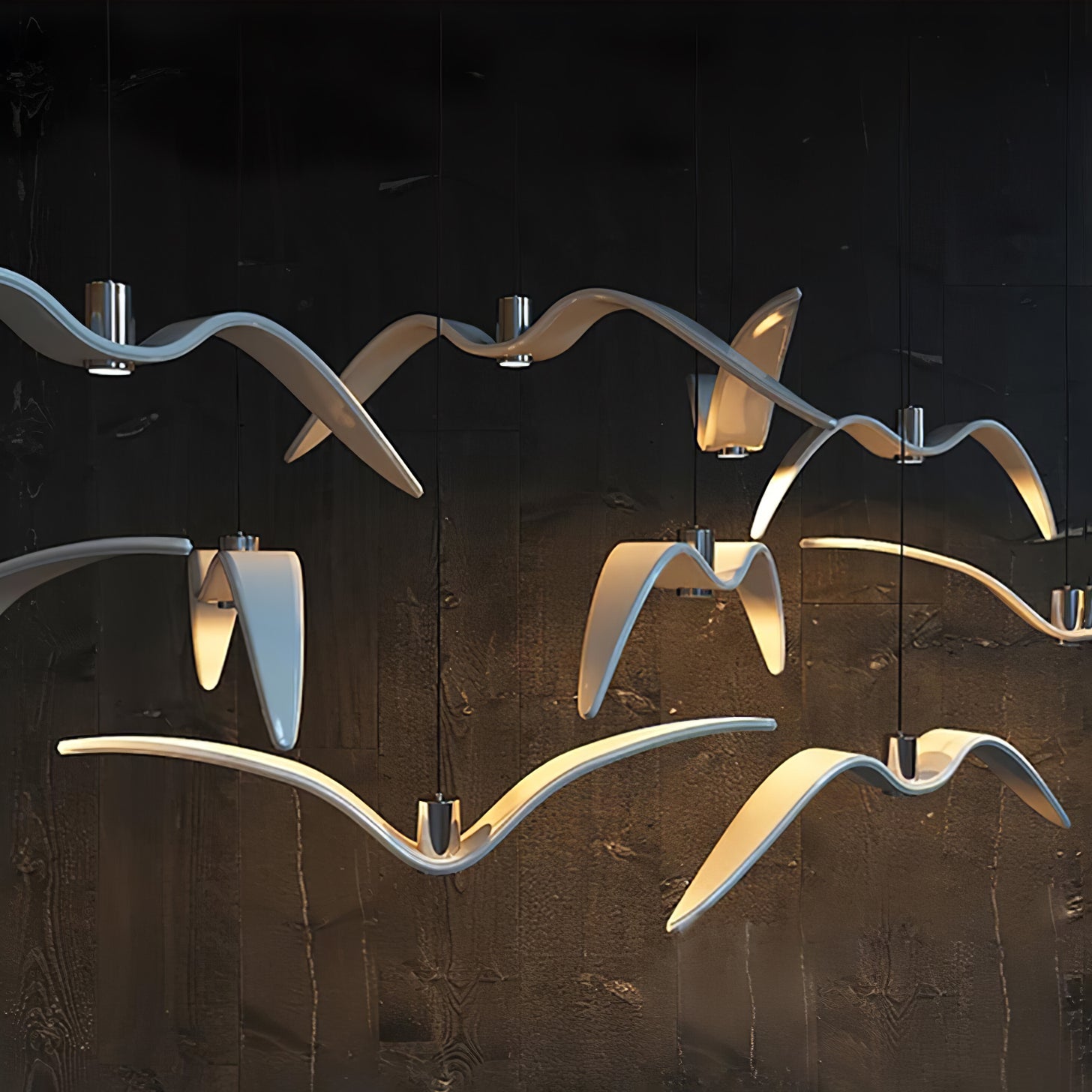 Suspension LED Design Oiseau Résine Aluminium Blanc Noir 3000K 4000K 6000K Salon Suspension Minimaliste Organique Plafonnier | Restfield