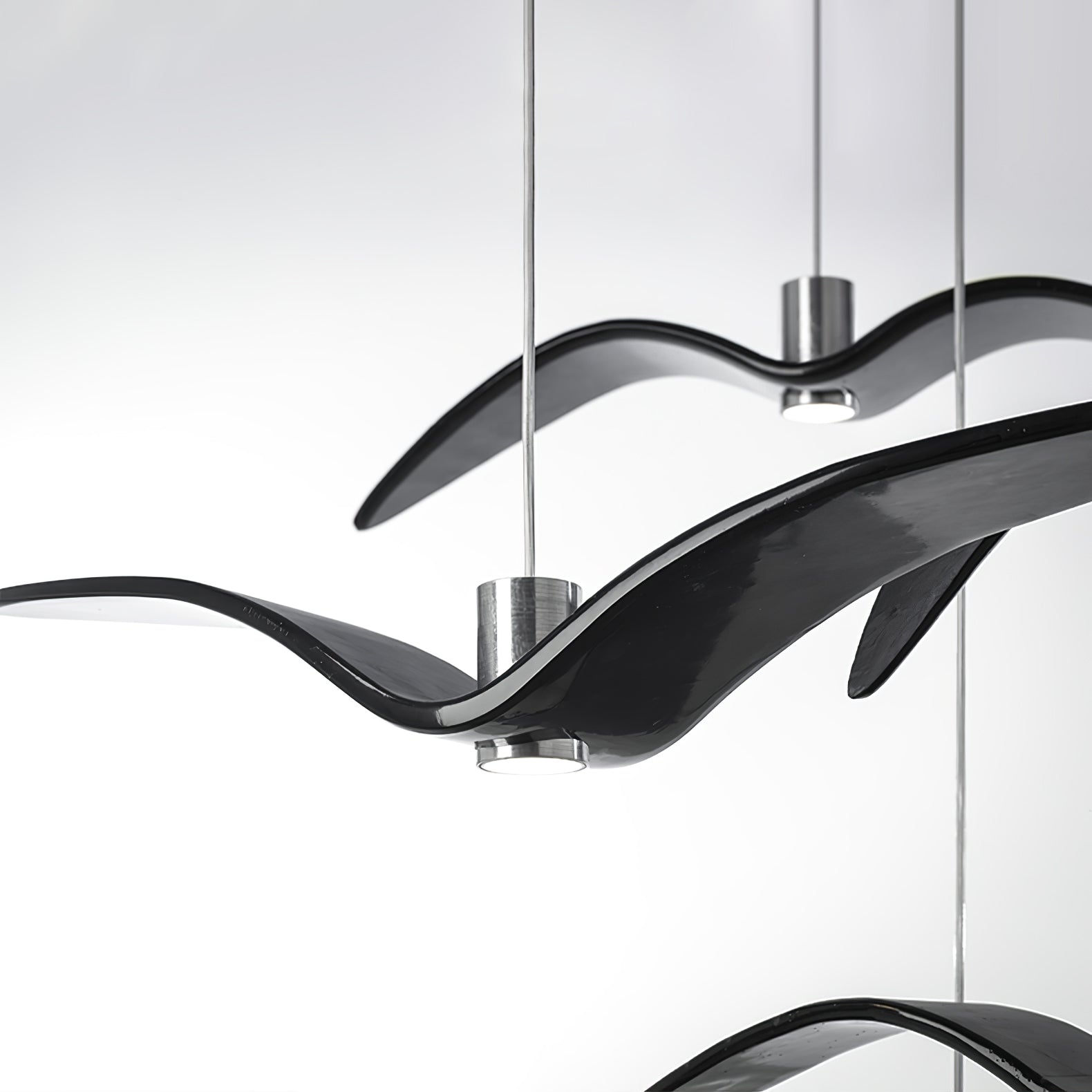 Suspension LED Design Oiseau Résine Aluminium Blanc Noir 3000K 4000K 6000K Salon Suspension Minimaliste Organique Plafonnier | Restfield