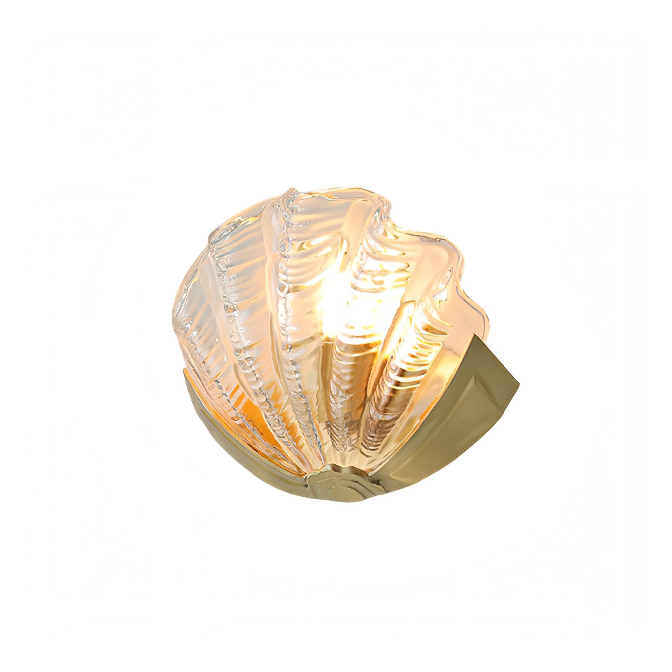 Glazen Wandlamp Schelp Design Messing & Glas Luxe Afwerking voor Gang en Slaapkamer | Sansoti