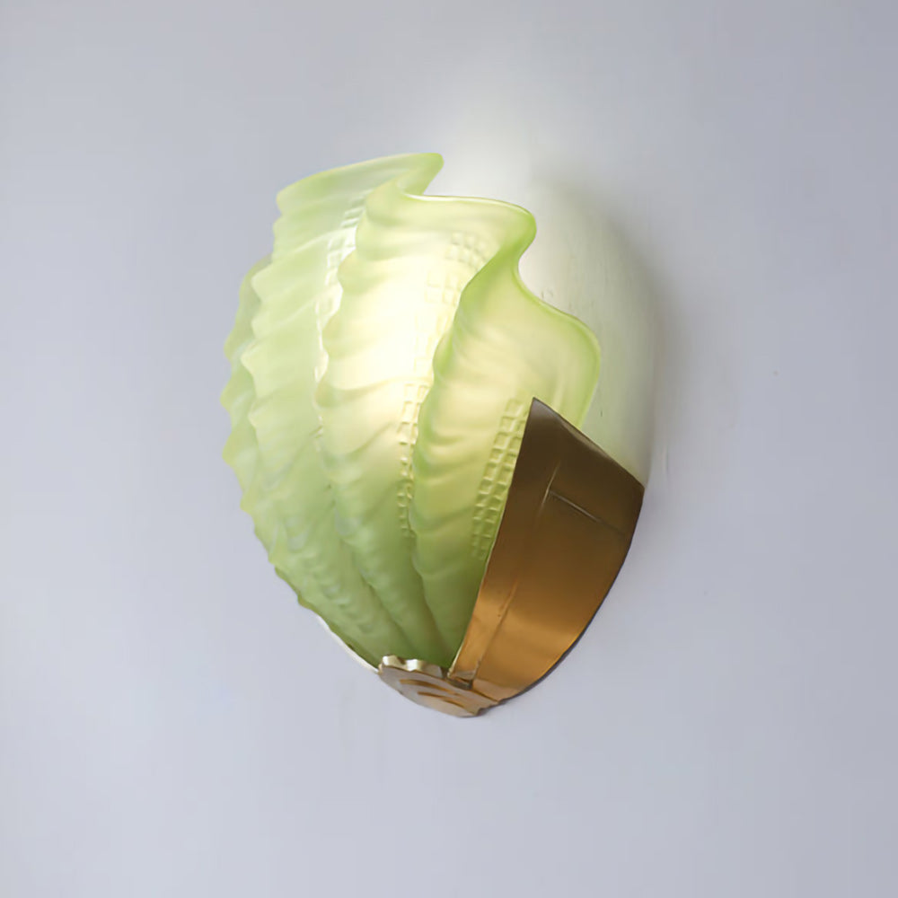 Glazen Wandlamp Schelp Design Messing & Glas Luxe Afwerking voor Gang en Slaapkamer | Sansoti