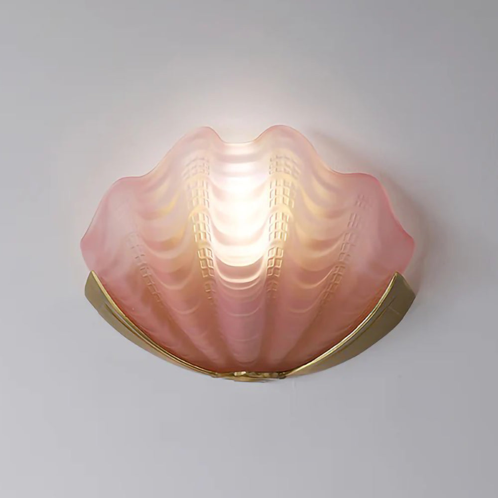 Glazen Wandlamp Schelp Design Messing & Glas Luxe Afwerking voor Gang en Slaapkamer | Sansoti