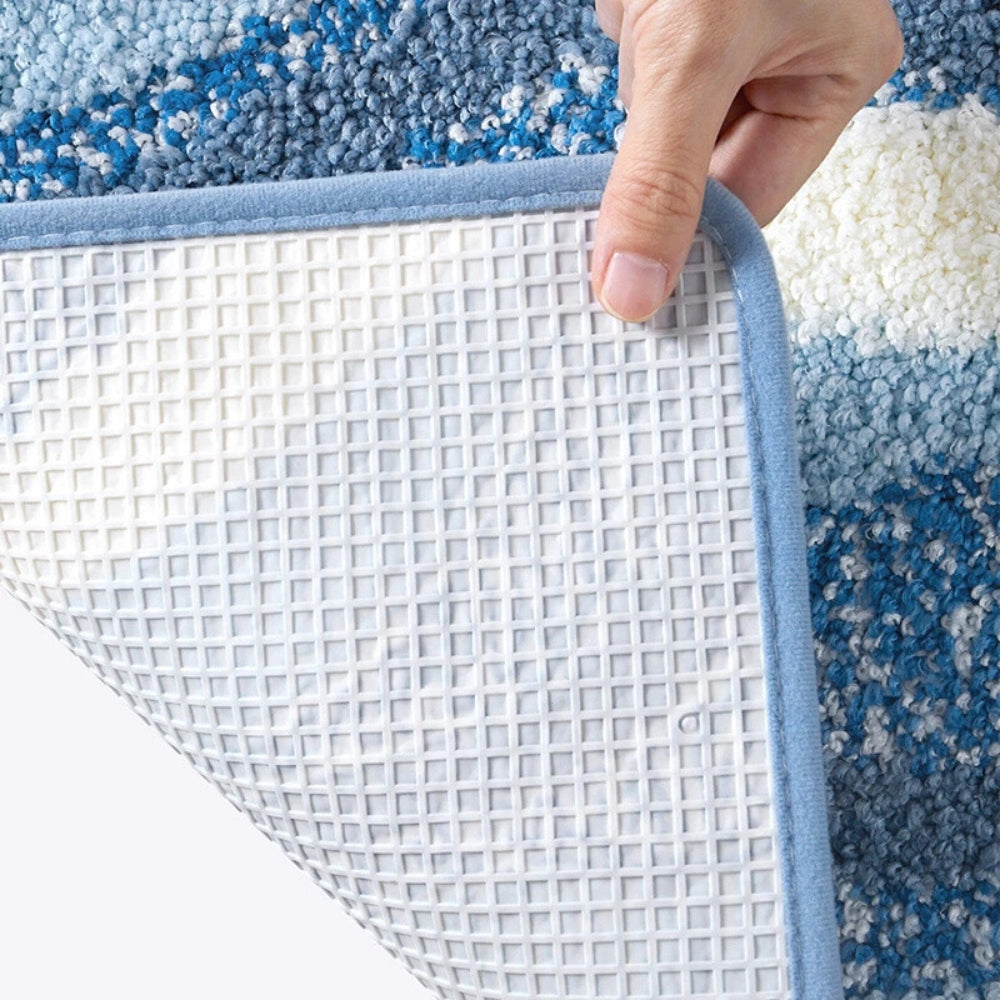 Badmat Microvezel Antislip Blauw Beige Badkamer Douchemat Zacht Absorberend Wasbaar Vloerkleed Badkamer | Sansoti