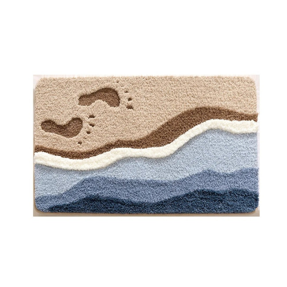 Badmat Microvezel Antislip Blauw Beige Badkamer Douchemat Zacht Absorberend Wasbaar Vloerkleed Badkamer | Sansoti