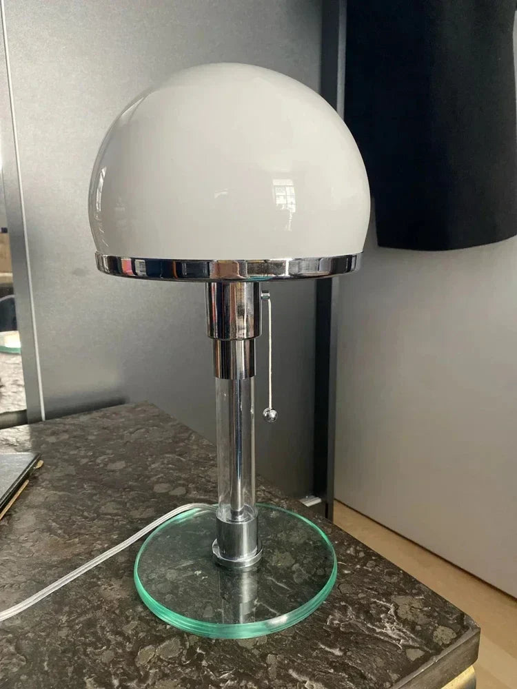 Tafellamp met Glazen Bol Chroom Voet Modern Design Bauhaus-geïnspireerd Sfeerverlichting Werkplek Slaapkamer | Sansoti
