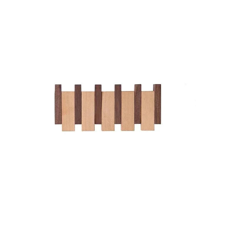 Magnetische Wandkapstok Beuken & Walnoot – Inklapbare Haken Duurzaam FSC-Hout Smal Design Hal Entree Slaapkamer Scandinavisch | Sansoti