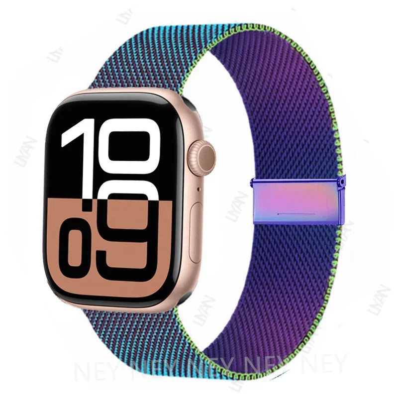Milanaise-Mesh-Uhrenarmband Edelstahl Verstellbarer Magnetverschluss Smartwatch 38-49 mm Armband-Zubehör | Sansoti