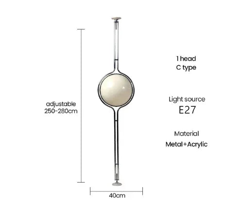 Vloerlamp Bol Wit Acryl Chroom Metaal Art Deco Design E27 LED | Sansoti