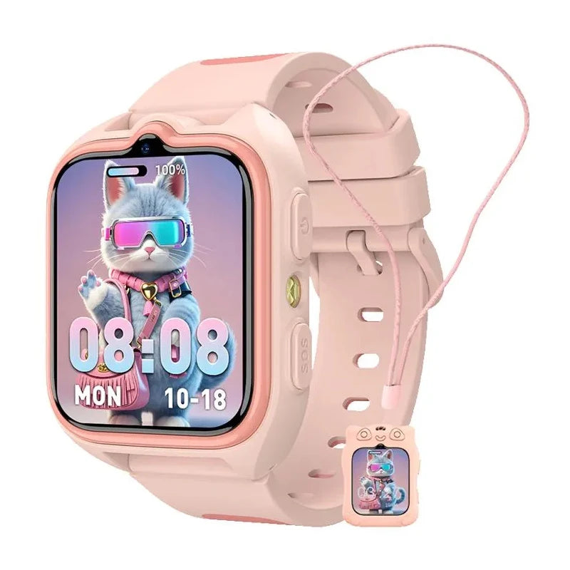 Children's smartwatch with GPS tracking, video calls, 4G, three-way positioning, flashlight, and water resistance | Sansoti