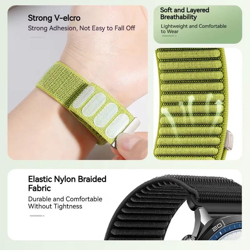Nylon-Smartwatch-Armband, 21 cm, verstellbar, atmungsaktiv, sportlich, für Sportuhren, 20 mm, 22 mm, Unisex-Armband | Sansoti