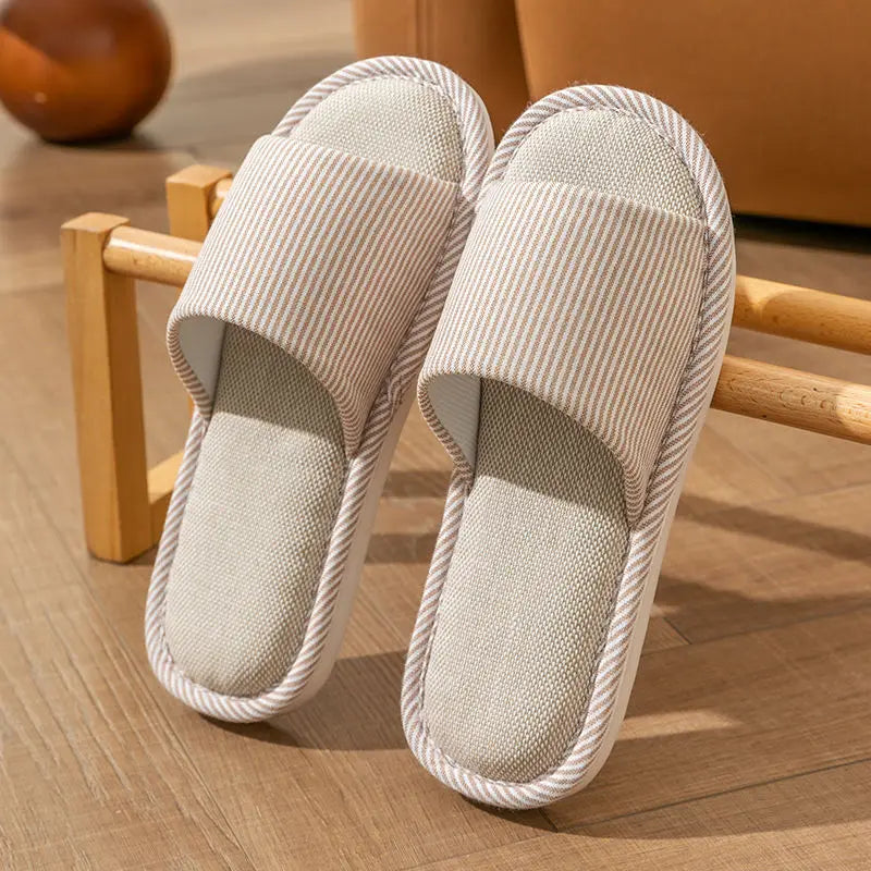 Linnen Huisslippers Unisex Lichtgewicht Indoor Open Zool Ademend Comfortabel Pantoffels Vier Seizoenen | Sansoti