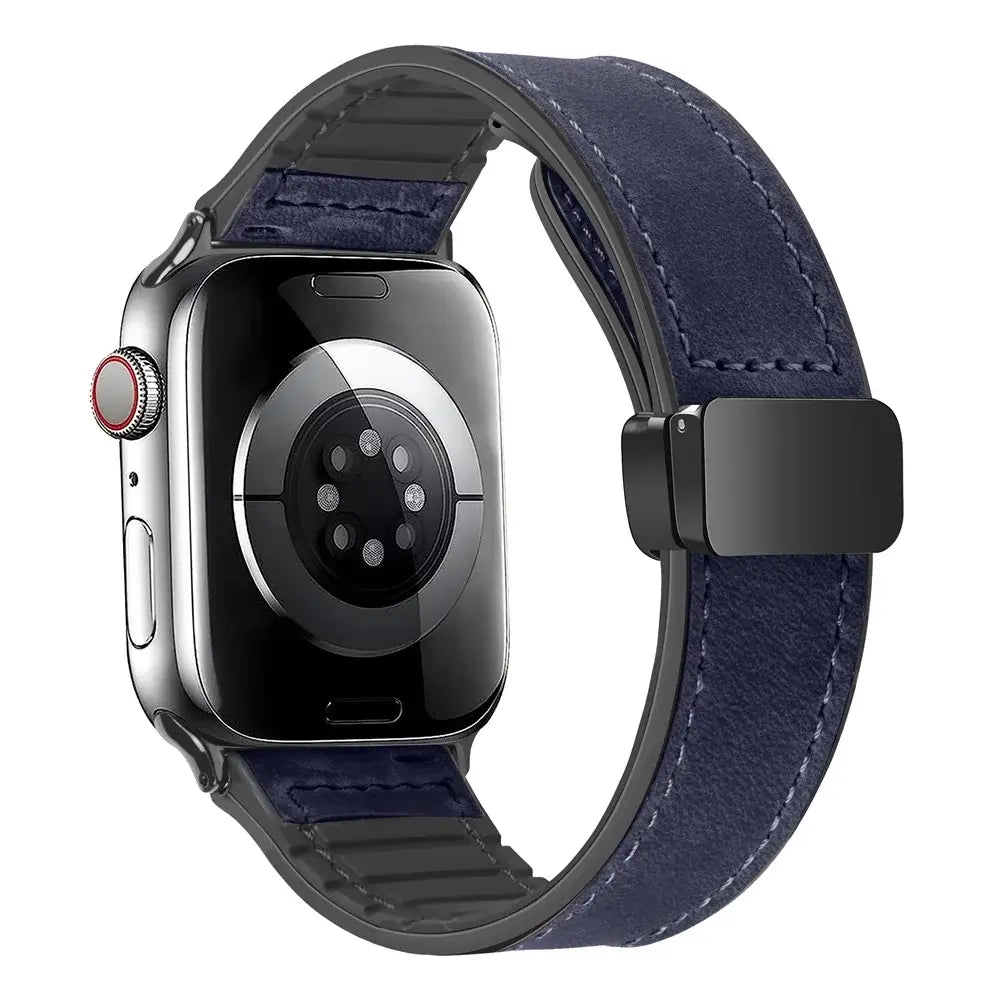 Bracelet de smartwatch magnétique en cuir véritable, réglable, résistant à l’eau, sportif, élégant et raffiné | Sansoti