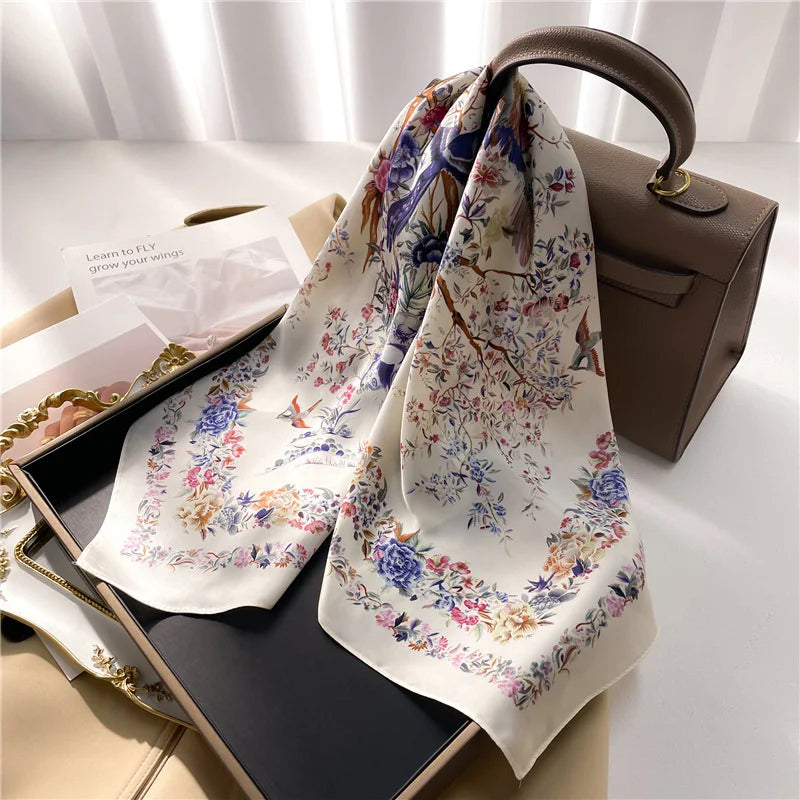 Quadratisches Halstuch 70x70 cm aus Polyester, multifunktionales Haarband und Halstuch für den Hals, Damen, vier Jahreszeiten, dekorativ | Sansoti