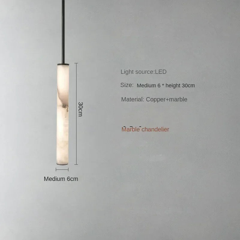 LED-Hanglamp Natuursteen Koper Marmer Eettafel Slaapkamer Moderne Pendelverlichting Warm Licht Interieur | Sansoti