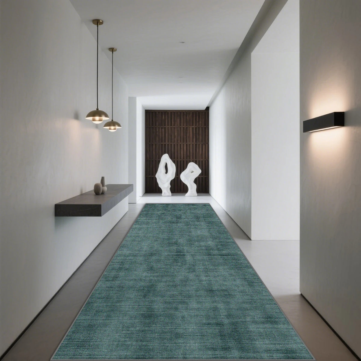 Tapis de couloir gris antidérapant en polyester, motif géométrique moderne, pour hall d’entrée, escalier et salon | Sansoti