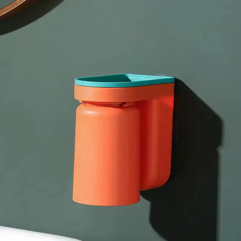 Tandenborstelhouder Zelfklevend ABS 2-in-1 Badkamer Organizer Bekerhouder Spatwand Opbergen Zonder Boren Set 2 Stuks | Sansoti