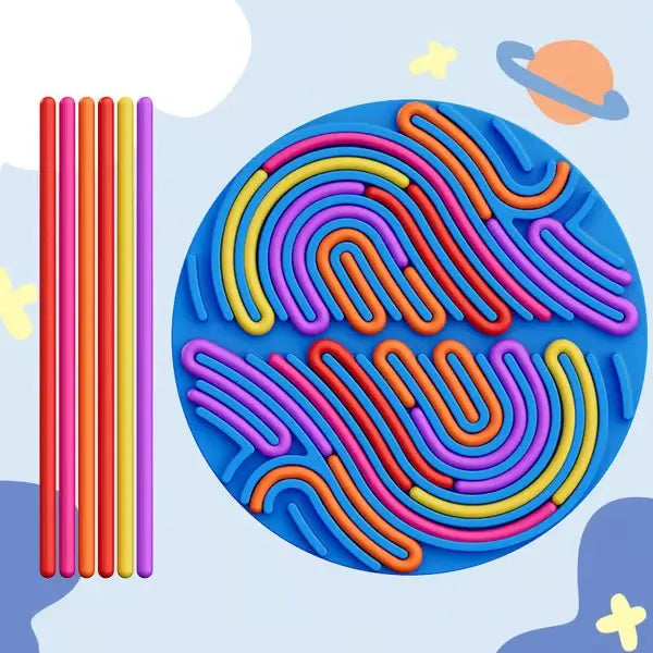 Sensorisch Siliconen Activiteitenbord 20x20cm Blauw 14 Strips Fidget Stressvermindering Fijnmotoriek Concentratie Kinderen Reizen | Sansoti